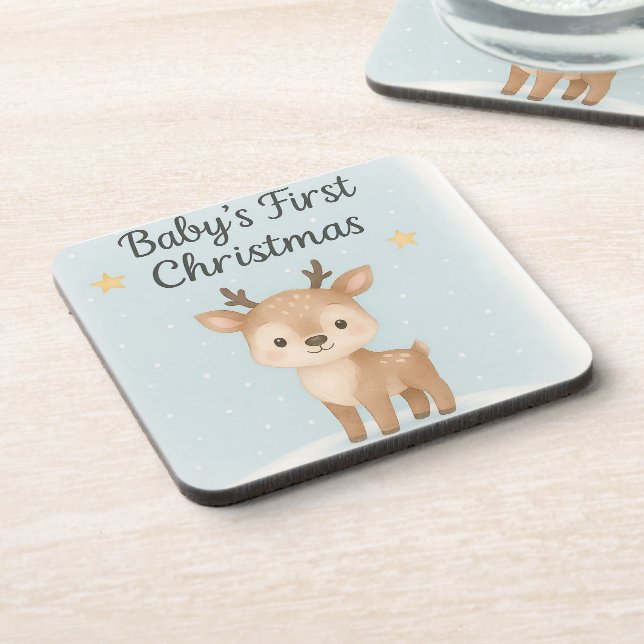 Dessous-de-verre Baby first Christmas reindeer cute festive nursery (Côté gauche)
