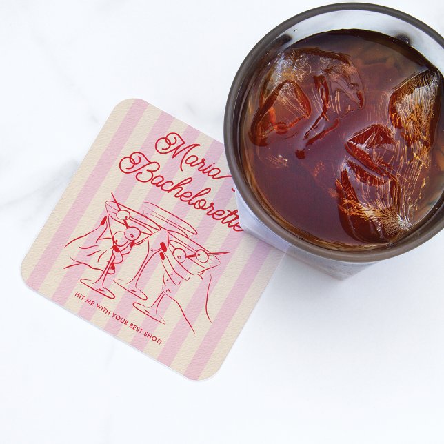 Dessous-de-verre Bachelorette Parti rose moderne (Créateur téléchargé)