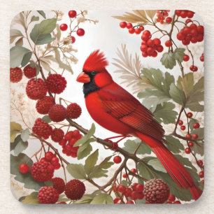 Dessous-de-verre Baies rouges d'oiseaux du Cardinal Nord