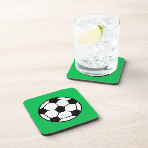 Dessous-de-verre Bal De Football Drôle Sur Arrière - plan Vert