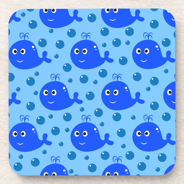Dessous-de-verre Baleines Bleues Cute Motif Océanique Délice (Devant)