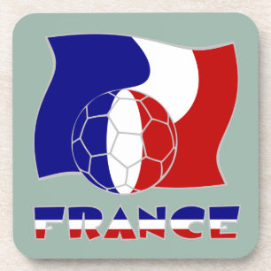 Dessous-de-verre Balle de football et drapeau français