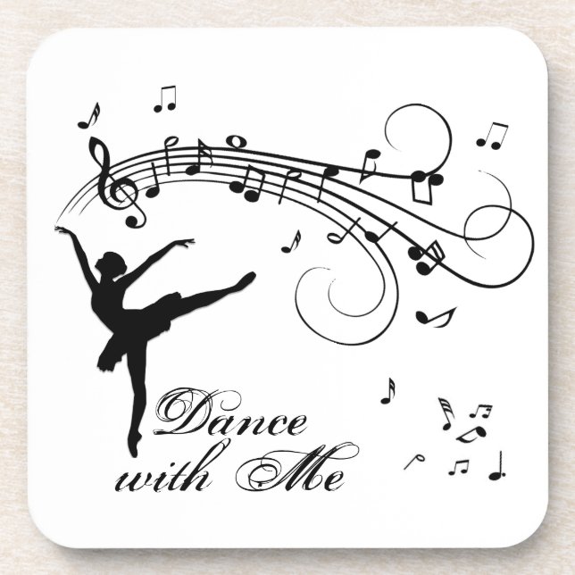 Dessous-de-verre Ballerina Dancing with Music Notes (Devant)