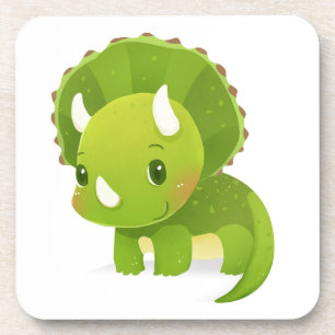 Dessous-de-verre bande dessinée mignonne de dinosaure de bébé vert