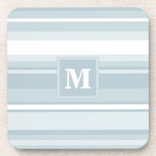 Dessous-de-verre Bandes bleu glace monogramme