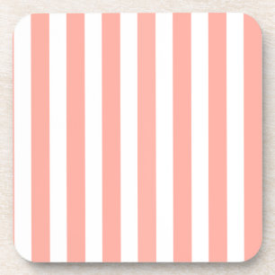 Dessous-de-verre Bandes de bonbons corail et blanc