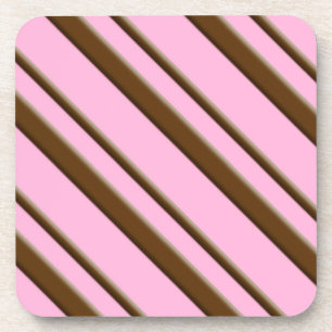 Dessous-de-verre Bandes de bonbons, rose et chocolat
