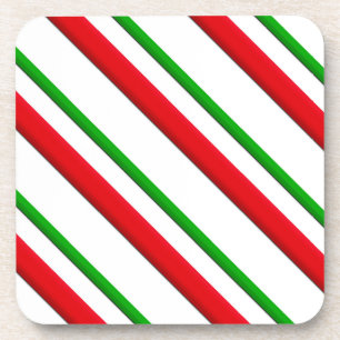 Dessous-de-verre Bandes de bonbons, rouge, vert et blanc