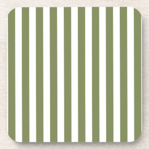 Dessous-de-verre Bandes de bonbons vert olive et blanc