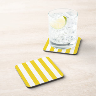 Dessous-de-verre Bandes Jaunes, Blancs, Motif rayé