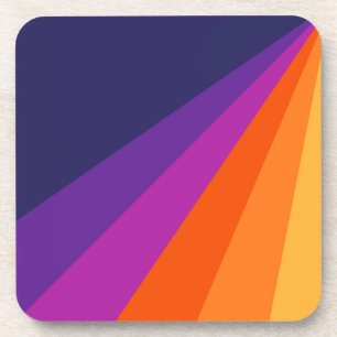 Dessous-de-verre Bandes rétro en diagonale violette et orange