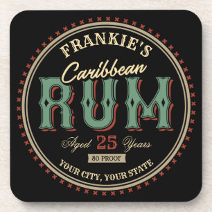 Dessous-de-verre Bar à Étiquette de bouteille de rhum caraïbe pe