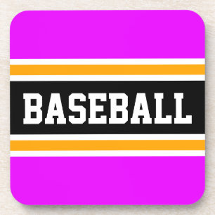 Dessous-de-verre BASEBALL Amusant Athlétique Rose Orange Noir Rayur
