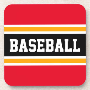 Dessous-de-verre BASEBALL Athlète Rouge Blanc Jaune BLANC BLANC BLA