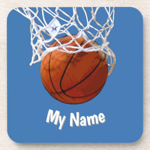 Dessous-de-verre Basketball Votre nom personnalisé fond en acier bl