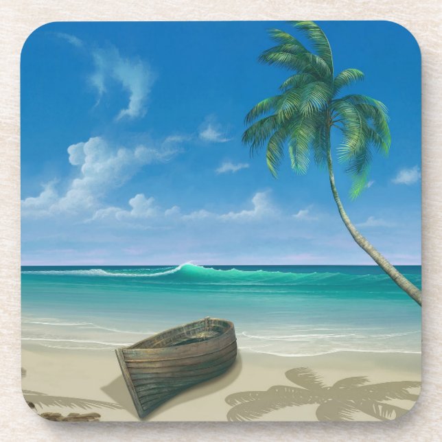 Dessous-de-verre Bateau Tropical Island Paradise sur Sandy Beach (Devant)