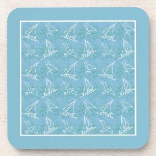 Dessous-de-verre Bateaux à voile et mouettes Ensemble de Dessous de