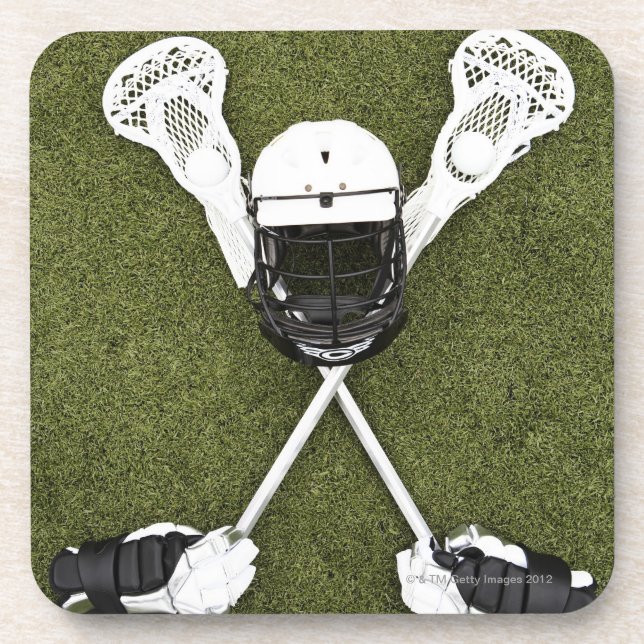 Dessous-de-verre Bâtons de lacrosse, gants, boules et casque de (Devant)