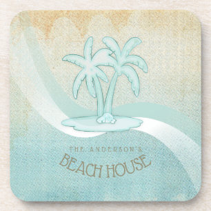 Dessous-de-verre Beach House Palm Trees Aqua ID623