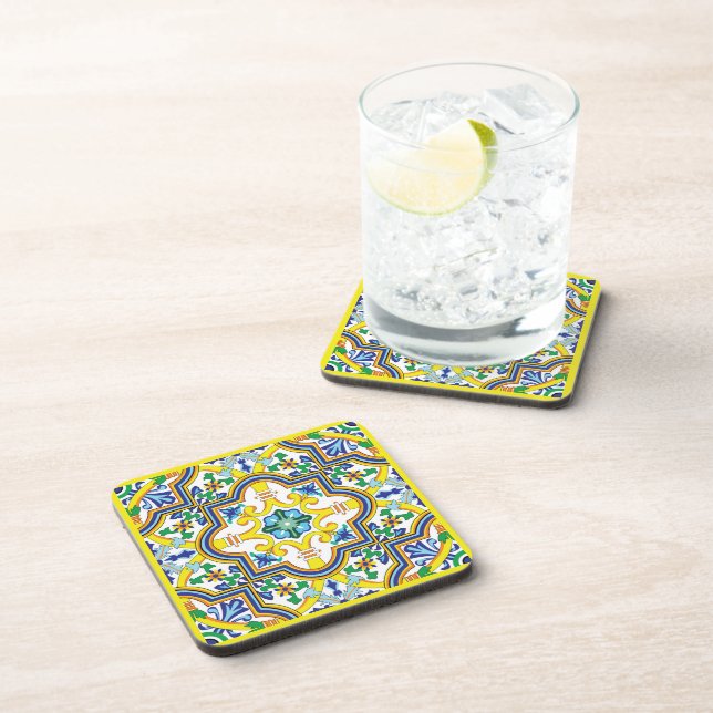 Dessous-de-verre 💛 💙 💚 Beau bleu et jaune Azulejos (Côté Droit)