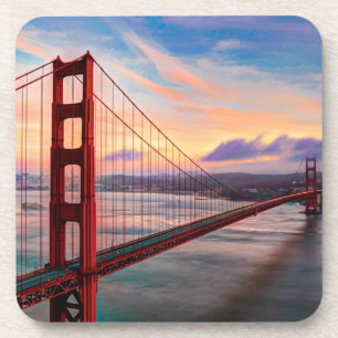 Dessous-de-verre Beau coucher du soleil d'hiver chez golden gate