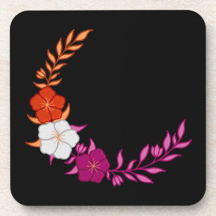 Dessous-de-verre Beau croissant de fleurs lesbiennes subtiles