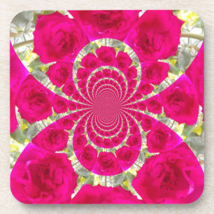 Dessous-de-verre Beau Extraordinaire Roses rouges Motif Kaleidoscop