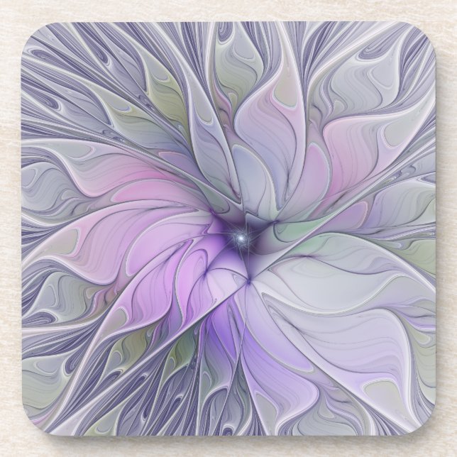Dessous-de-verre Beauté étonnante Fleur d'art Abstrait fractal mode (Devant)