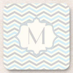 Dessous-de-verre Bébé bleu moderne, grey, ivory chevron