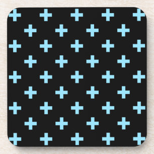 Dessous-de-verre Bébé bleu polka croise sur noir