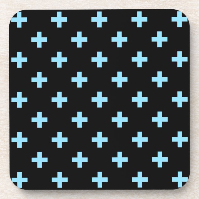 Dessous-de-verre Bébé bleu polka croise sur noir (Devant)