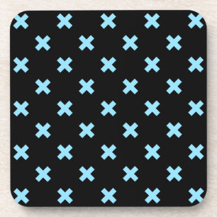 Dessous-de-verre Bébé croix bleu coutures sur noir