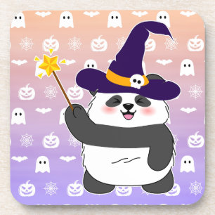 Dessous-de-verre Bébé mignon de Halloween Panda sorcière magique