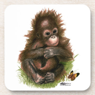 Dessous-de-verre Bébé orang-outan et papillon