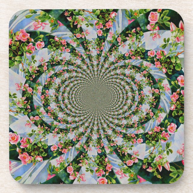 Dessous-de-verre Belle boho rose, roses rouges, aquarelle florale (Devant)