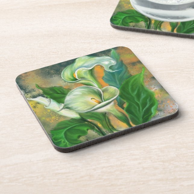 Dessous-de-verre Belle Calla Lily Fleur Beverage Coaster (Côté gauche)