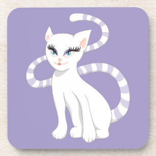 Dessous-de-verre Belle Cartoon Cute White Chat