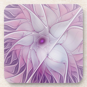 Dessous-de-verre Belle Fleur rose moderne Fractal Art Abstrait