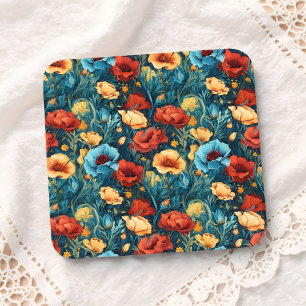 Dessous-de-verre Belle Fleurs Bleues Jaunes Bleues Botaniques Impri