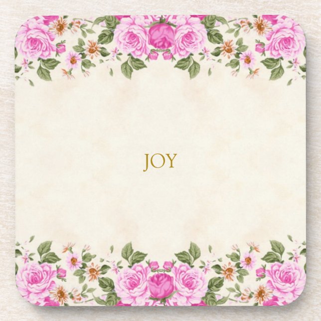 Dessous-de-verre Belle Fleurs & Joy Texte (Devant)