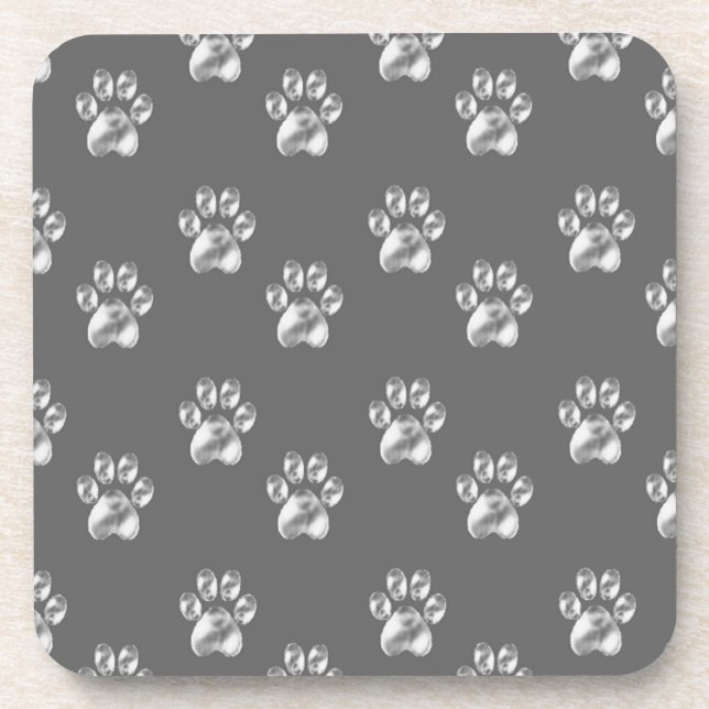 Dessous-de-verre Belle motif de patte tendance sur gris foncé (Devant)