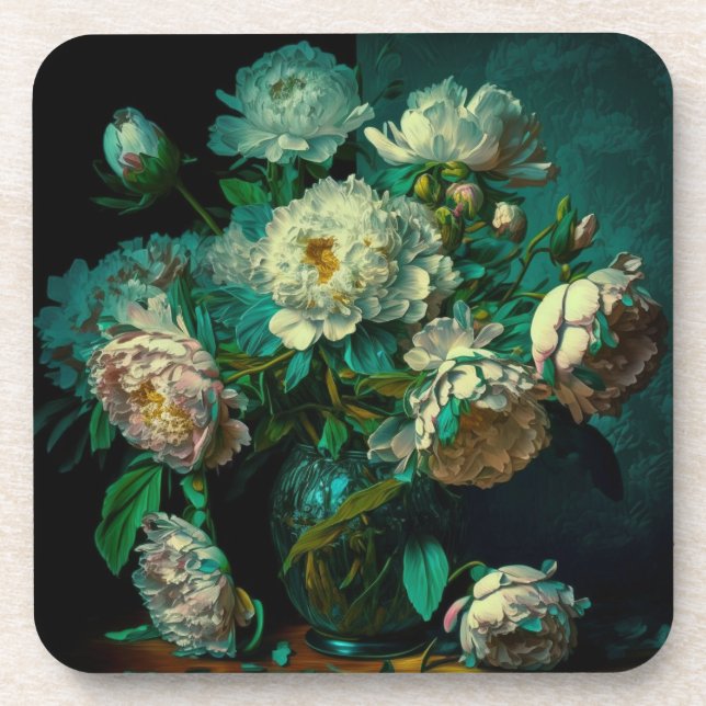 Dessous-de-verre Belle Peony Flowers Beverage Coaster (Devant)