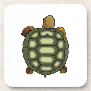 Dessous-de-verre Belle tortue verte sur blanc