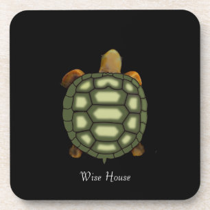 Dessous-de-verre Belle Tortue Verte sur Fond Noir