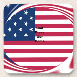 Dessous-de-verre Belle USA Drapeau Dieu bénisse notre maison