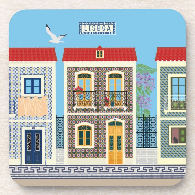 Dessous-de-verre Belles maisons portugaises avec tuiles ou azulejos (Devant)