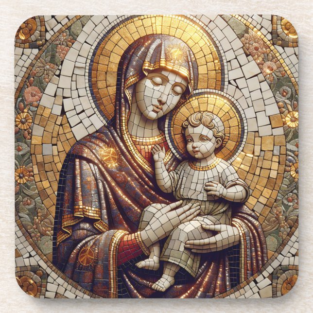 Dessous-de-verre Béni Mère Marie et Bébé Jésus | Religoie (Devant)
