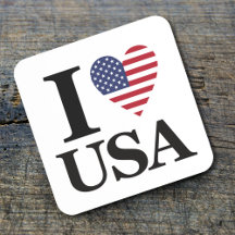 Beverage Coaster classique "I ❤️ USA"