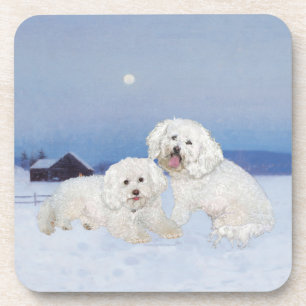 Dessous-de-verre Bichon Frise Soir de Décembre