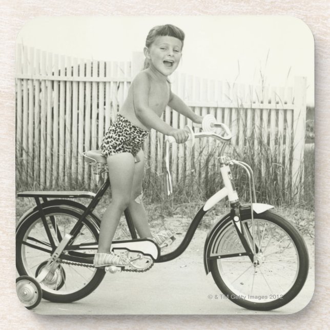 Dessous-de-verre Bicyclette d'équitation de fille (Devant)